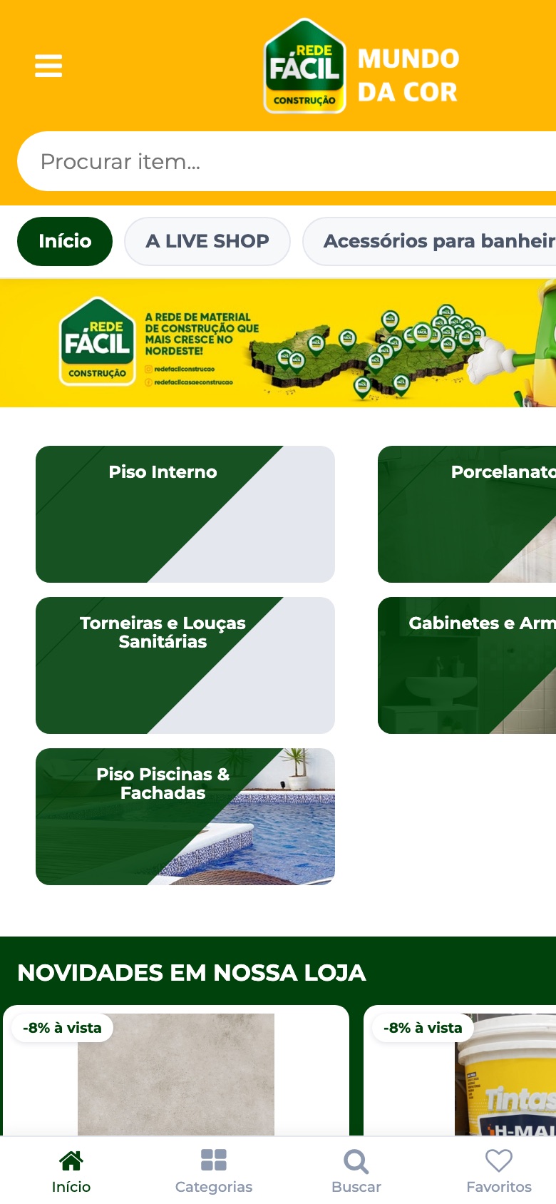 Página inicial da Rede Fácil no celular